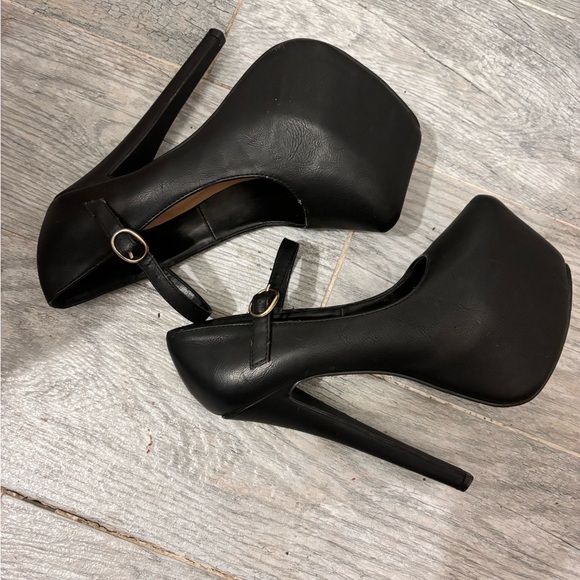 GLAZE extra high  black Maryjane platform stiletto HEELS size 6 - Picture 3 of 8